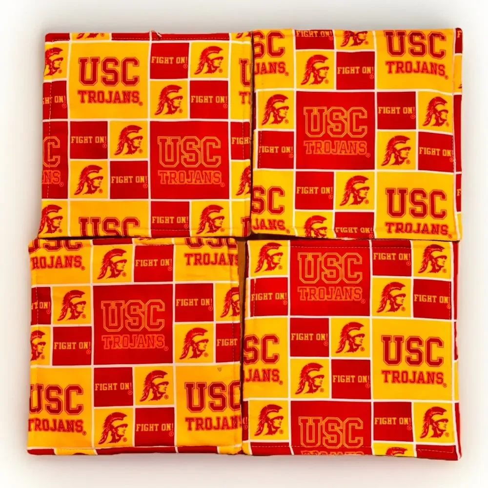 USC Trojans Pot Holders Set of 4 8” Red Yellow Fight On Kitchen Decor